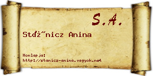 Stánicz Anina névjegykártya